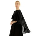 thumbnail image 2 of Fldy Woman Chiffon Cape Wrap Shawl Capelet Poncho Bridesmaid Shrug Cover Up for Wedding Evening Dress Black One Size, 2 of 7