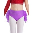 thumbnail image 3 of Aiihoo Kids Girls Jazz Dance Outfit Sparkly 2 Piece Ballet Lyrical Dance Crop Top with Feather Purple 16, 3 of 5