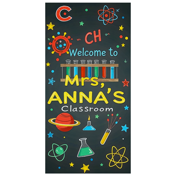Educational Science Themed Welcome Banner for Mrs ANNA Classroom Party Supplies Backdrop Decorations Photography Props for School Events Classroom Decor Science Fairs