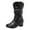 Black, variant on Women's Mid Calf Boots Chunky Mid Heel Round Toe Pull on Fall Winter Fashion Western Boots