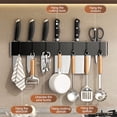 thumbnail image 4 of Wall Mounted Knife Organizer and Utensil Rack, Multi-Functional Storage with Knife Slots Hooks Shelves, Minimalist Carbon Steel Kitchen Organizer Space Saver for Countertops, 4 of 10