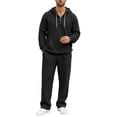 thumbnail image 2 of Lyrehush Men's Hoodie Outfits Knit Oversized Drawstring 1/4 Zip Sweatshirts Baggy Sweatpants Big and Tall Tracksuits, 2 of 7