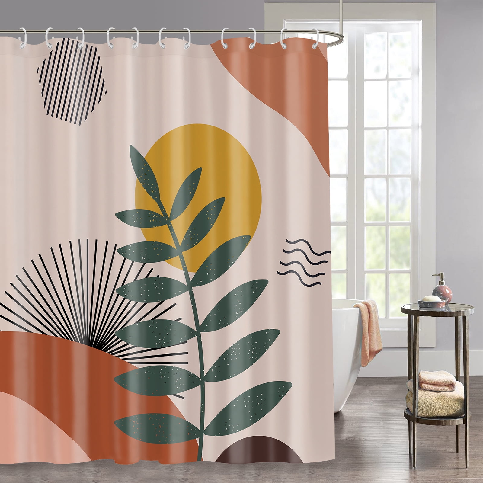 Bathroom Child Shower Curtain Waterproof Cartoon Pig Fabric with 12Hooks 71inch 