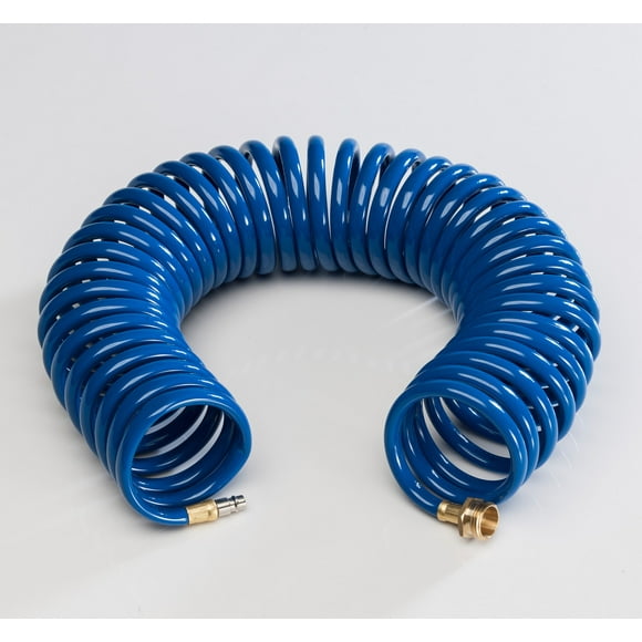 American Brass Exterior Spray Port Quick Connect Hose CRD-COIL-BLU-HS Replacement For American Brass Quick Disconnect Valve; 15 Foot Length; Coiled; Blue; With Retail Packaging