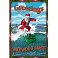 thumbnail image 1 of Wildwood Crest, New Jersey, Santa Surfing (36x54 Giclee Gallery Art Print, Vivid Textured Wall Decor), 1 of 3