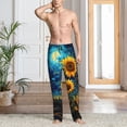 thumbnail image 2 of Sikiie Vintage Starry Sky Sunflower Mens Pajama Pants Sleep & Lounge Pants, PJ Bottoms With elastic waistb and Pockets X-Large, 2 of 6