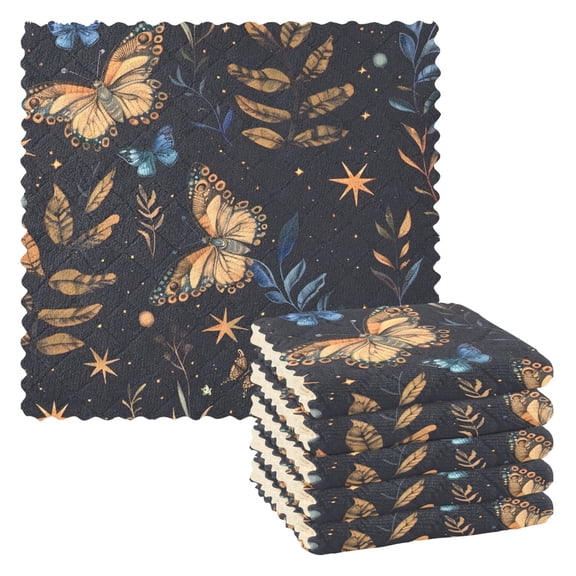 6 Packs Herbs Butterfly Star Kitchen Dish Towels Soft Absorbent Dish Cloths 11"x11"