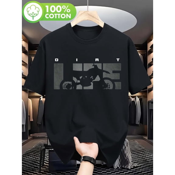 Men'S Motocross T-Shirt | Heavyweight Dirt Bike Rider Graphic Tee, Crew Neck Short Sleeve, Ideal for Dad, Riders, Breathable Casual Motorcycle Sportswear, Active Lifestyle Wear,