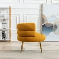 thumbnail image 3 of Modern Accent Chair, Single Leisure Sofa Chair for Adults, Upholstered Accent Living Room Chair with Rose Golden Metal Legs for Living Room Bedroom, Tufted Chair for Reading or Lounging, Mustard, 3 of 7