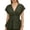 Army Green, variant on Chic Ruched Waist Top for Women Peplum V Neck Short Sleeve Blouse Feminine Style for Office Work and Casual Outings XL Size Wine