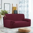 thumbnail image 3 of PiccoCasa Velvet Plush Stretch Sofa Slipcover with Cushion Cover, Burgundy Large, 3 of 6