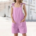 thumbnail image 2 of LUOGENLI Girls Jumpsuits Girls Summer Sleeveless Casual Romper Spaghetti Strap Shorts Jumpsuit with Pockets Girls Rompers Size 6-7 3 Pack Rompers for Girls Size 14-16 Purple 10-11 Years, 2 of 5