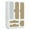 White Rattan, variant on 3-Door Armoire Wardrobe Closet for Bedroom with Mirror & LED Lights, 70" Rattan Door Wardrobe with 2 Drawers and 4-Layer Shelves, Boho Large Armoire Clothes Organizer with 2 Hanging Rods