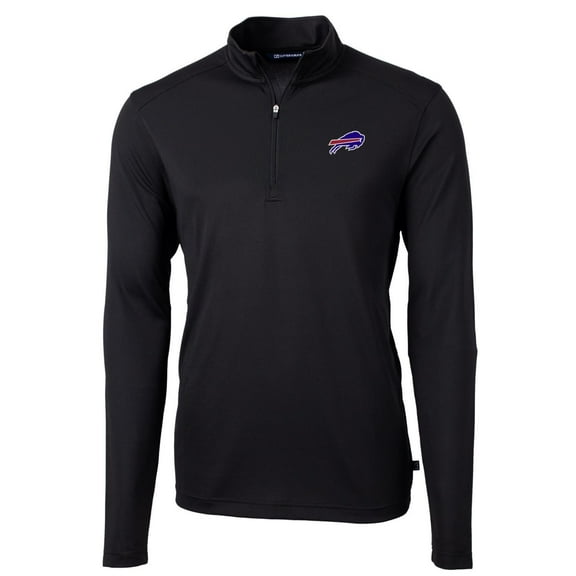 Men's Cutter & Buck Black Buffalo Bills Virtue Eco Pique Recycled Quarter-Zip Pullover Jacket