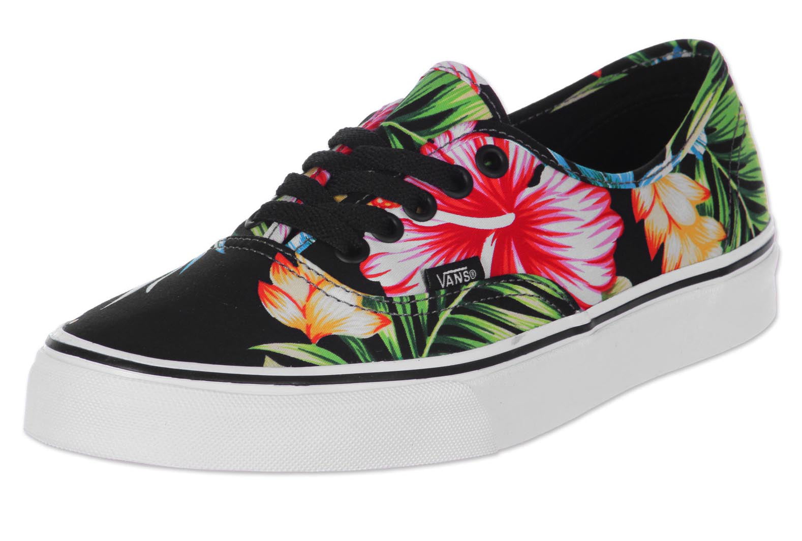 vans authentic hawaiian floral black shoes