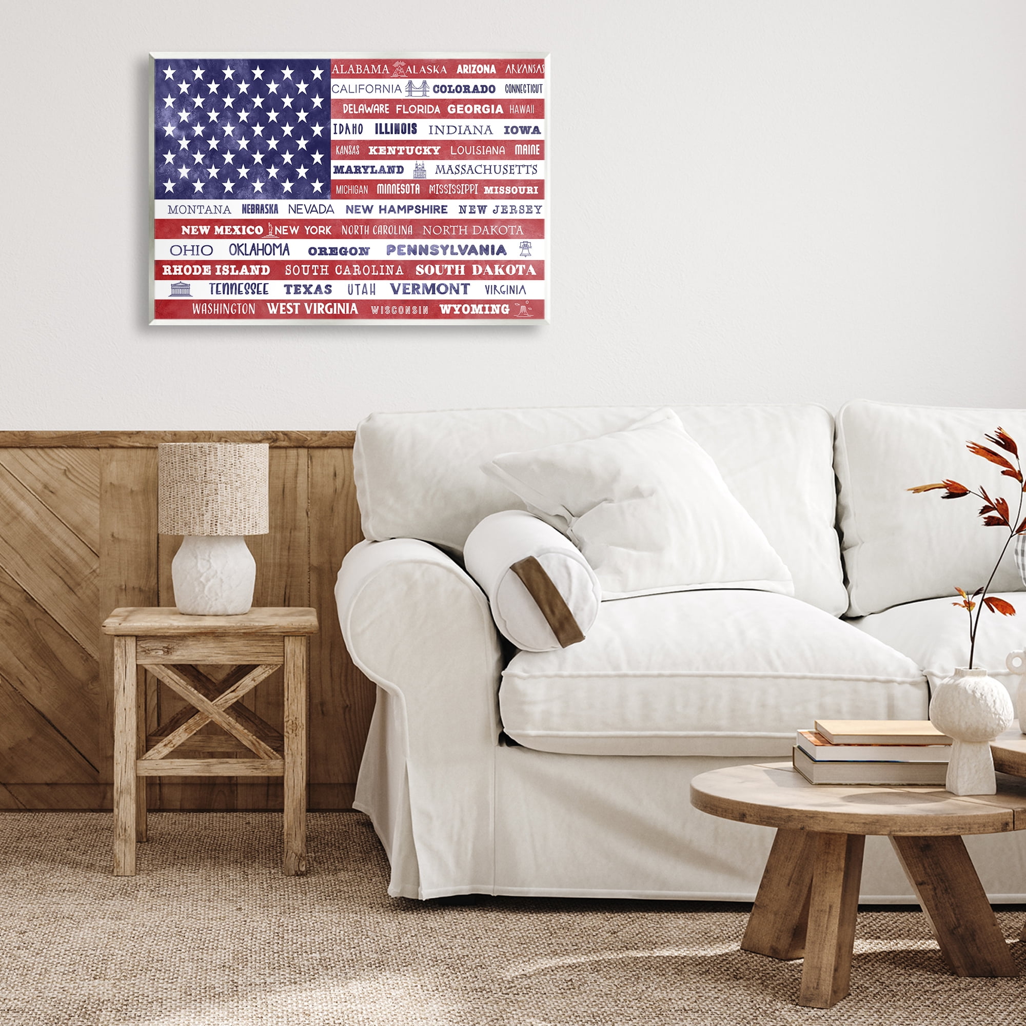 Stupell Industries States Of America Flag Wall Plaque Art, design by Daniela Santiago