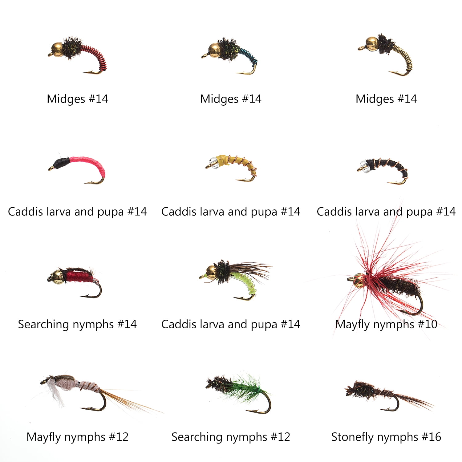 Bassdash Fly Fishing Nymph Flies Kit, Pack of 96 pcs Fly Lure, with Ultrathin Fly Box