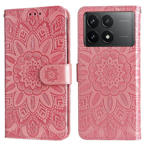 Funda tipo cartera GANGXUN para Xiaomi Poco F6 Pro , diseño girasol, cuero PU, soporte, cierre magnético, tarjetero