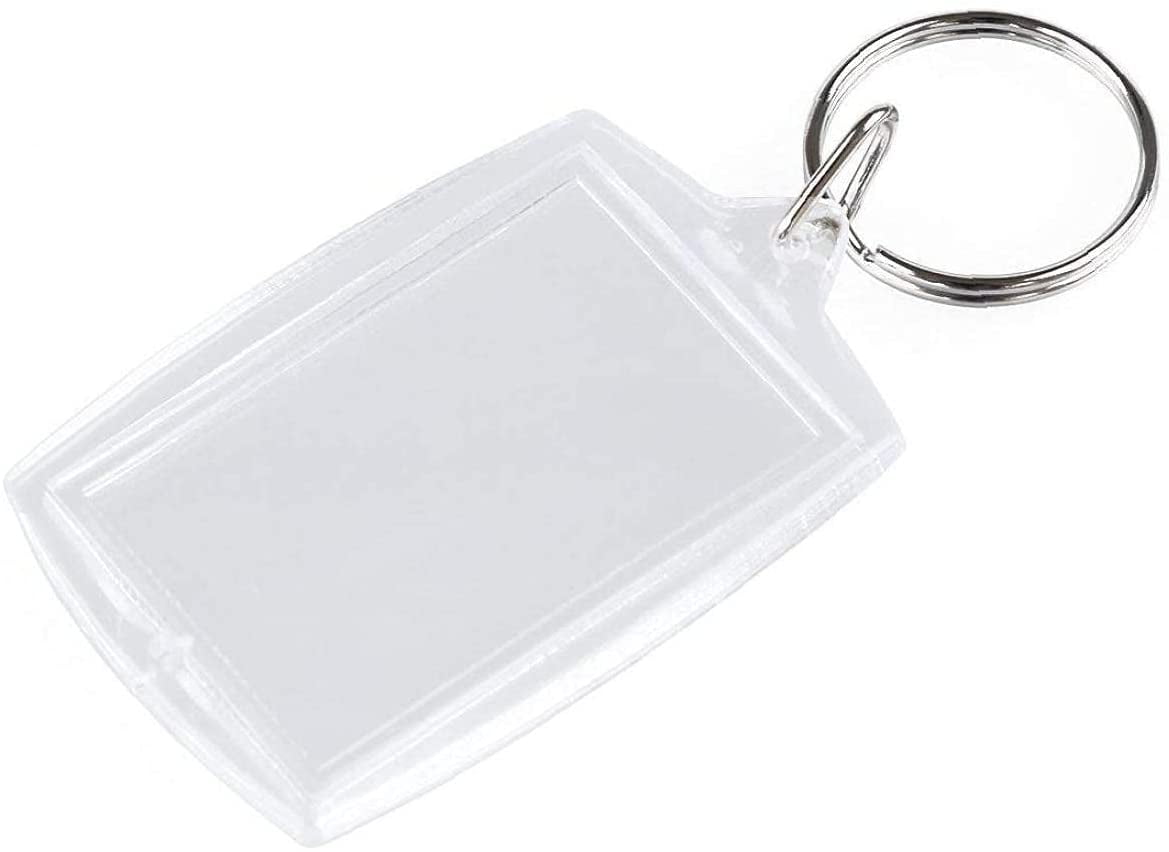 10pcs Acrylic Blank Clear Keyrings Rectangle DIY Keychain Photo Holder 