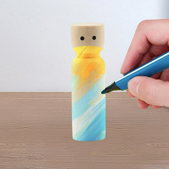 Muñeco de madera perfecl sin pintar 7 cm x 21 cm Cuerpos de muñecas de clavijas de madera