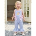 thumbnail image 5 of BemeyourBBs Kids Toddler Baby Girls Back to School Outfit Pre Kindergarten Outfits Summer Plaid Romper Overalls Clothes Apple Embroidery Sleeveless Square Neck Bell Bottoms Jumpsuit Overall, 5 of 9