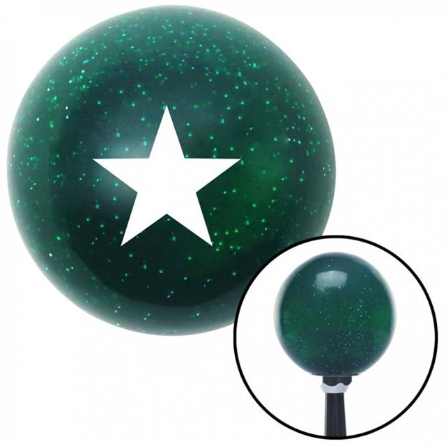 White Rear Admiral Lower Half Green Metal Flake Shift Knob with M16 x 1.5 Insert Brody