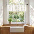 thumbnail image 5 of Embroidered Leaf Window Valance 52x16 Inch Single Panel, Full Embroidery Sheer Curtain Top Rod Pocket, 5 of 8