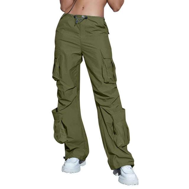 Gibobby Pantalones deportivos para mujer 2023 Pantalones cargo Mujer Ropa holgada de ajuste relajado Pantalones negros Cintura alta Cremallera Cintura delgada(AG,XL)