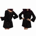 thumbnail image 3 of Robes pour Femmes Robe à Paillettes à Col Ras du Cou à Manches Longues Robes de Cocktail Élégantes Robe Courte avec Nœud et Découpe au Dos, 3 of 7