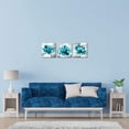thumbnail image 3 of Turquoise Flower Pictures Wall Art Canvas Print 3 Panel Teal Blue Flowers Floral Painting Wall Decor for Home Girl Bedroom Bathroom Living Room Gallery Wrap Easy to Hang 12"x12"x3pcs, 3 of 6