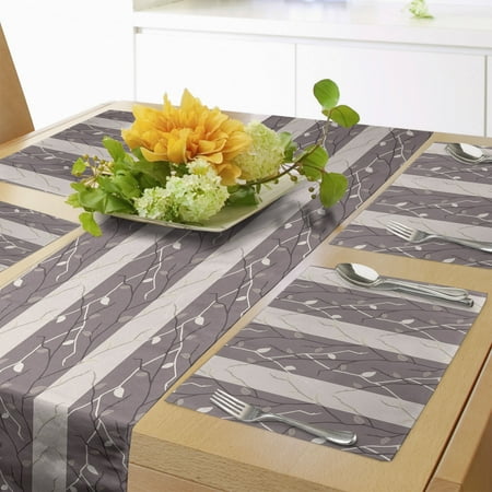 

Floral Table Runner & Placemats Earthen Toned Leafless Autumn Inspired Trees Season of Mother Earth Theme Set for Dining Table Placemat 4 pcs + Runner 12 x72 Dried Rose Warm Taupe by Ambesonne