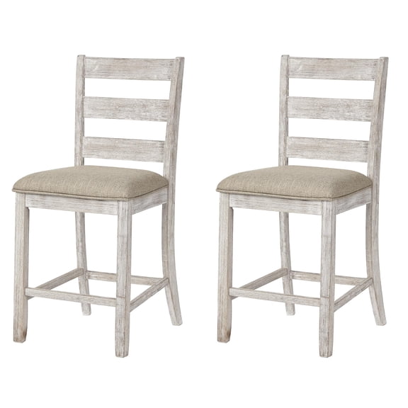 Bowery Hill 25" Counter Stool in White and Gray (Set of 2)