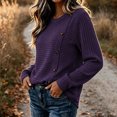 thumbnail image 3 of cocolona Womens Fall Sweater Plus Size Long Sleeve Decorative Buckle Crew Neck Sweaters, 3 of 7