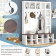 thumbnail image 5 of Harper & Bright Designs Farmhouse Hall Tree with Bench and Hooks , 4-in-1 Coat Rack with Shoe Cabinet , 76.7"H Entryway Tree with Storage and Adjustable Shelves for Living Room , White, 5 of 15