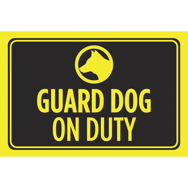 Guard Dog On Duty Print Black Notice Yellow Picture Symbol Horizontal