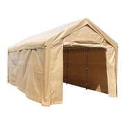 ALEKO 10' x 20' Steel Frame with PVC Removable Walls Canopy Carport Tent, Heavy Duty, Beige Color