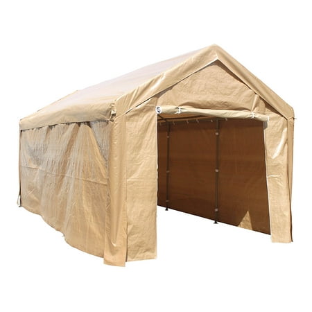 ALEKO 10' x 20' Steel Frame with PVC Removable Walls Canopy Carport Tent, Heavy Duty, Beige (Best Carport For Snow)