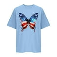 thumbnail image 6 of Cavosen 4th of July Clothes Women Petite Independence Day Short Sleeve Round Neck T Shirts American Flag Graphic Tops Lady L 4th of July Casual T Shirts Red White and Blue Tunic Tees, 6 of 8