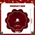 thumbnail image 3 of Inadays Christmas Tree Skirt Luxury Velvet Plush Rustic Xmas Indoor Holiday Decorations Home Fur Scallop Tree Skirt Sparking Gold Lace Trim 36'' Red, 3 of 9