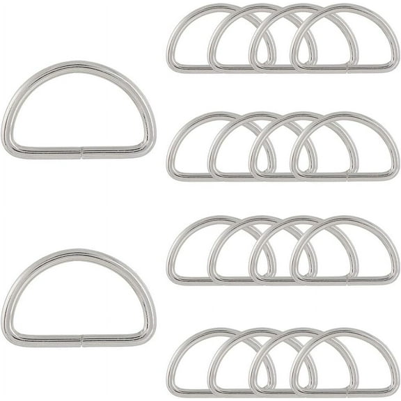 1 Box 20Pcs Purse Strap Hardware D Ring Buckle Replacement Silver Heavy Duty Semi Circular D Shape Adjustable Slide Buckles Clip Clasp for Webbing Belt Bags Dog Leash Jewelry Pendants Crafts 1set