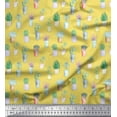 thumbnail image 1 of Soimoi Yellow Poly Georgette Fabric Cactus Leaves Fabric Prints By Yard 52 Inch Wide, 1 of 3