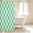 thumbnail image 3 of Manfei Classic Green White Plaid Shower Curtain 72Wx78L,Vintage Checkered Bath Curtain, 3 of 5