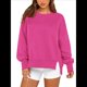 thumbnail image 3 of Sudadera Informal de Cuello Redondo para Mujer, -Otoño 2025, Larga, Abertura Lateral, Sudadera para Hacer Ejercicio. Rosa Roja XL, 3 of 10