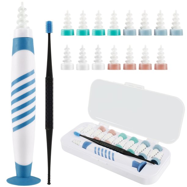 Lieonvis Ear Wax Remover with 16pcs Soft Replacement Heads Ear Cleaner