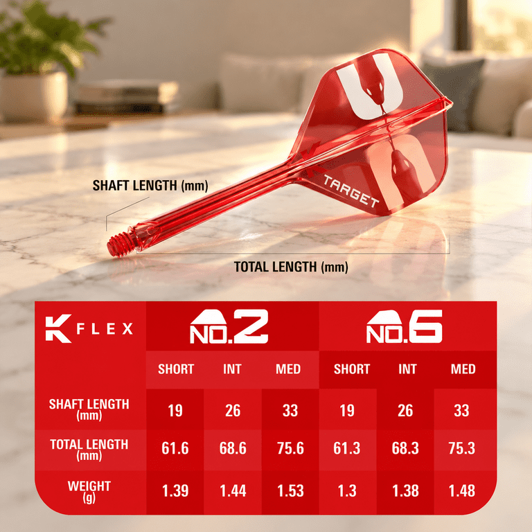 Intermediate (26mm) No.2 All-in-One K-Flex Dart Flight and Shaft System ...