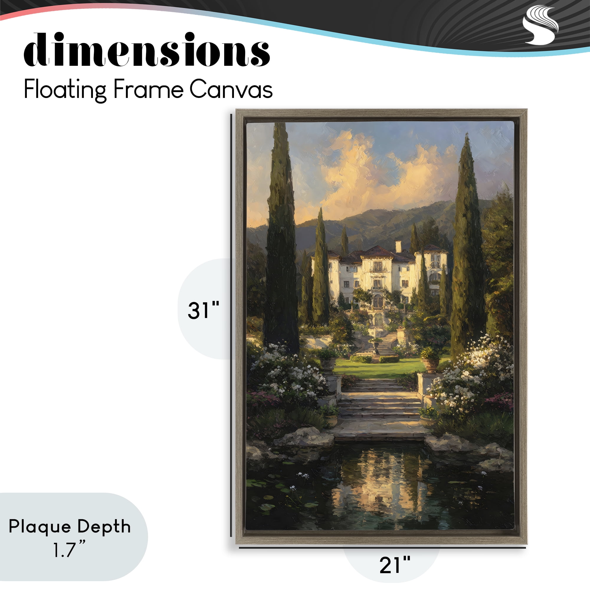 Stupell Industries Victorian Mansion at Sunset Brown Framed Floater Canvas Wall Art, design by Petal Prints Design