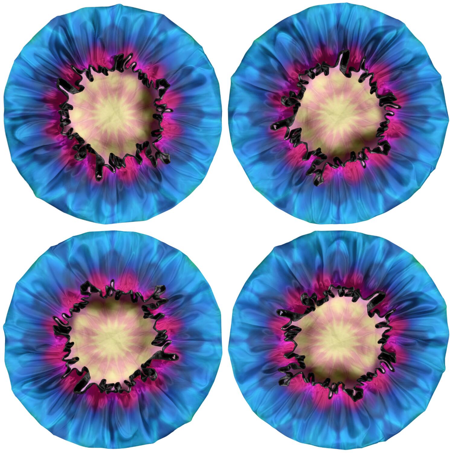 Shower Caps,Colorful Tie Dye Mandala Pattern Waterproof Shower Cap for Women 4 Pieces,Double Reusable Hair Cover for Shower PEVA Elastic Stretch Hem