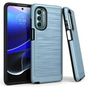 Kaleidio Case For Motorola Moto G Stylus 5G (2022 Version) [Metallic Armor] Lightweight Hybrid [Shockproof] 2-Piece Carbon Fiber Accent Cover [Blue/Black]