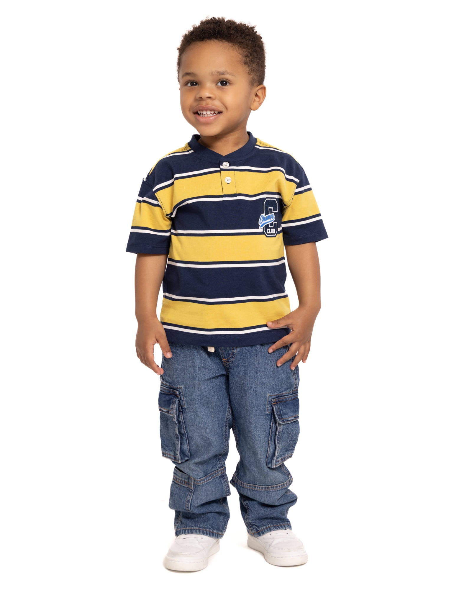 Wonder Nation Toddler Boys Embroidered Graphic Henley Tee with Short Sleeves, Sizes 12M-5T