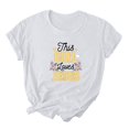 thumbnail image 2 of EGNMCR Chandails de Pâques pour Femmes Chandails Imprimé de Pâques Imprimé Manches Courtes Décontracté Ample Haut Manches Courtes Col Rond Haut/chemise Femmes T-Shirts, 2 of 3